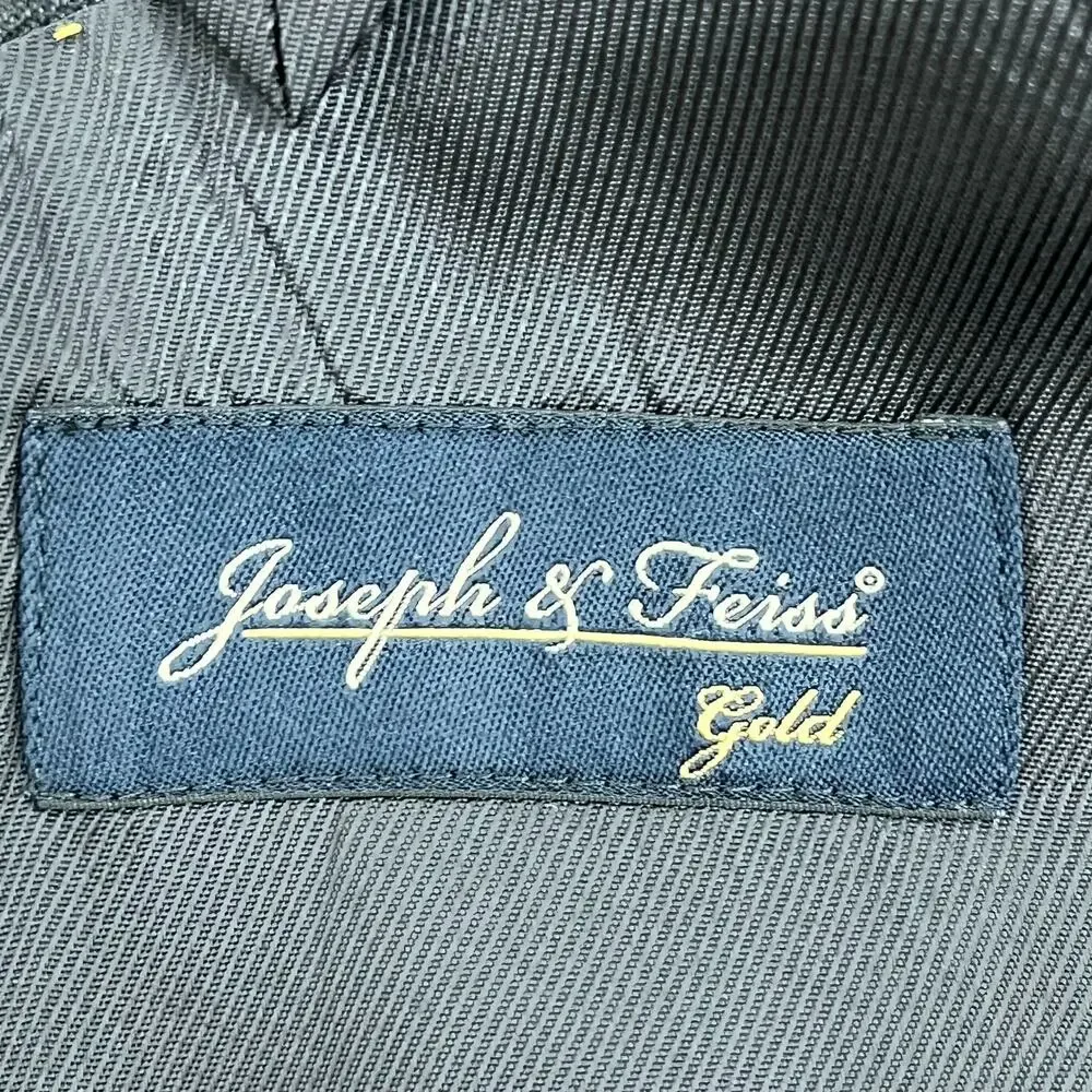 Joseph & Feiss Gold‎ Mens 44R Blazer Jacket Black Charcoal Wool Long Sleeve